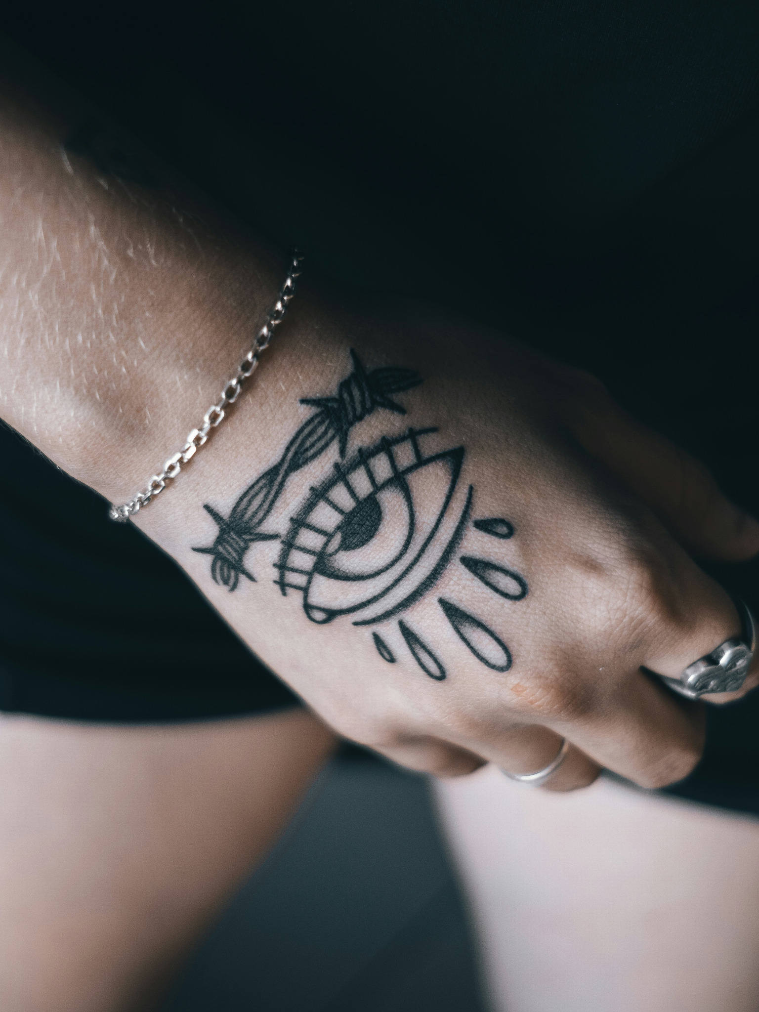 Fine Line · Symbolic Hand Tattoo